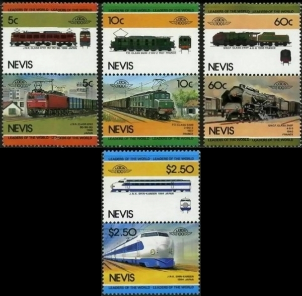 1984 Nevis Leaders of the World, Locomotives (2nd series) Stamps