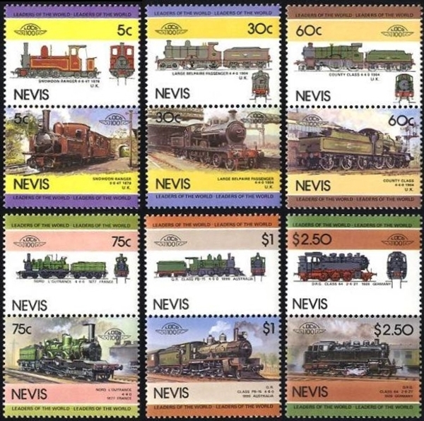 1985 Nevis Leaders of the World, Locomotives (4th series) Stamps