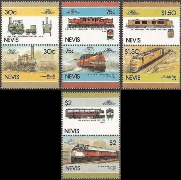 1986 Nevis Leaders of the World, Locomotives (5th series) Stamps