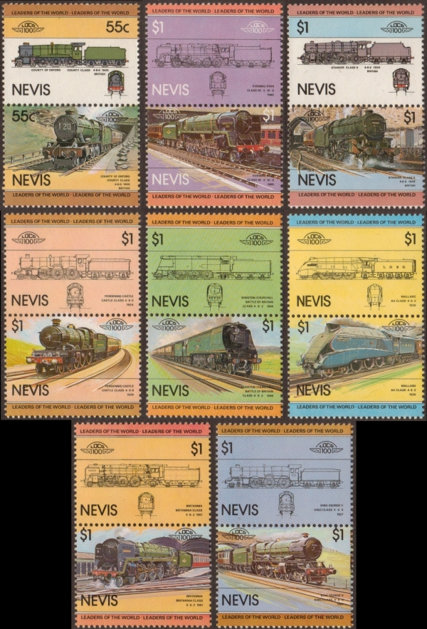 1983 Nevis Leaders of the World, Locomotives (1st series) Stamps