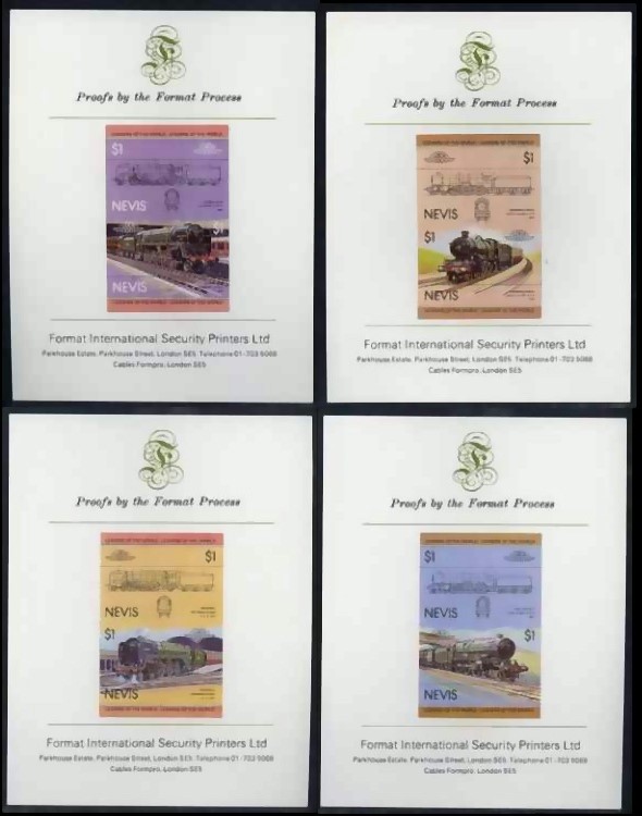 1983 Nevis Leaders of the World, Locomotives (2nd series) Proof Presentation Cards