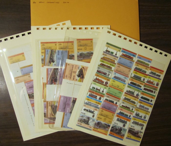 1983 Nevis Leaders of the World, Locomotives (1st series) Bileski Uncut Press Sheet Gutter Stamp Collection