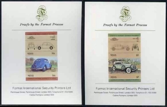 1984 Nevis Leaders of the World, Automobiles (2nd series) Proof Presentation Cards