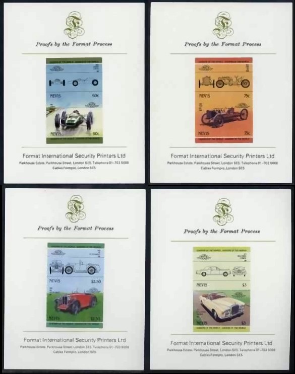 1985 Nevis Leaders of the World, Automobiles (3rd series) Proof Presentation Cards
