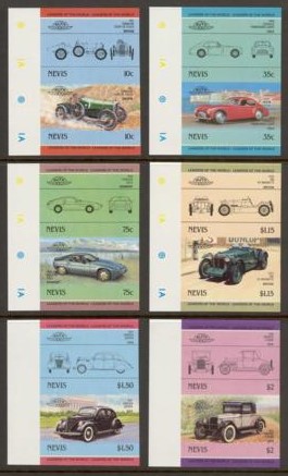 1985 Nevis Leaders of the World, Automobiles (4th series) Imperforate Stamps