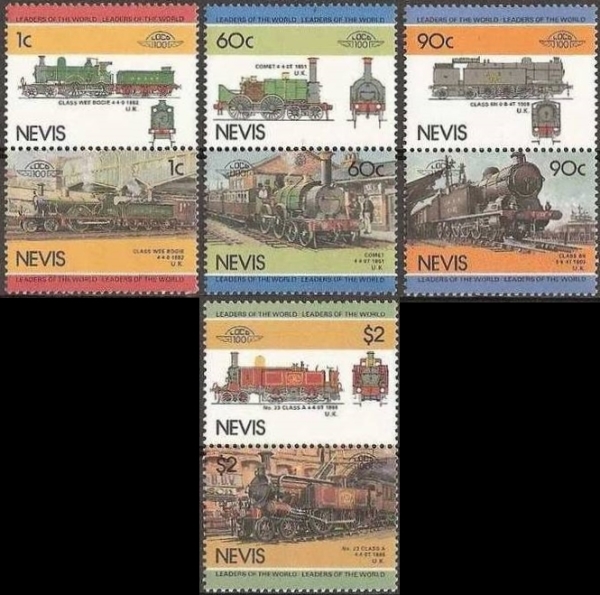 1985 Nevis Leaders of the World, Locomotives (3rd series) Stamps