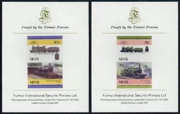 1985 Nevis Leaders of the World, Locomotives (4th series) Proof Presentation Cards