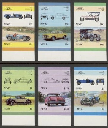 1986 Nevis Leaders of the World, Automobiles (6th series) Imperforate Stamps