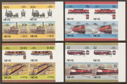 1986 Nevis Leaders of the World, Locomotives (5th series) Imperforate Stamps
