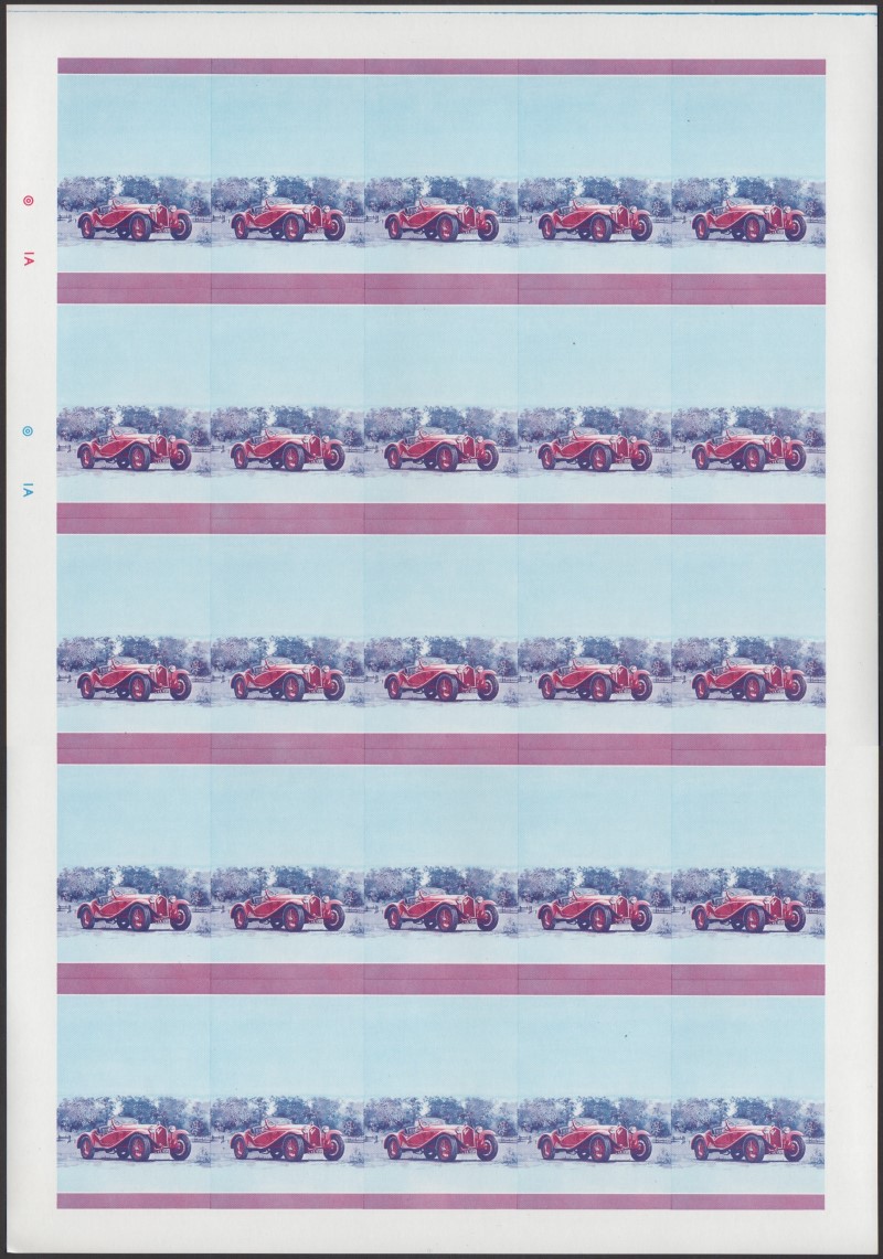 Saint Lucia Automobiles (1st series) $1.00 Blue-Red Stage Progressive Color Proof Pane