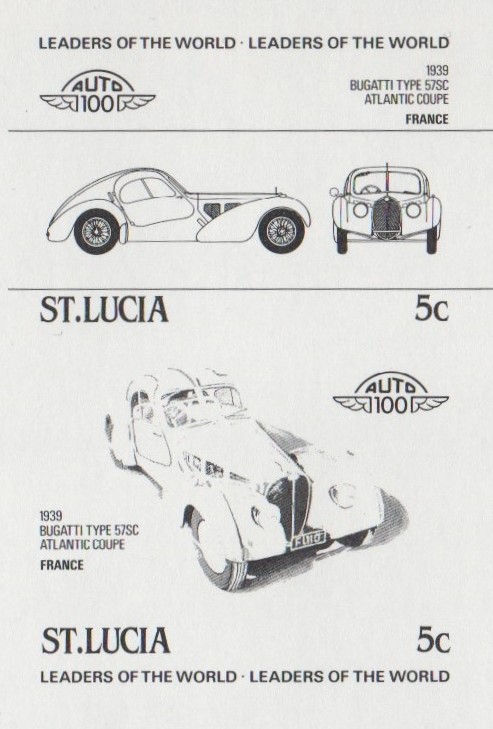 Saint Lucia Automobiles (1st series) 5c Black Stage Progressive Color Proof Pair