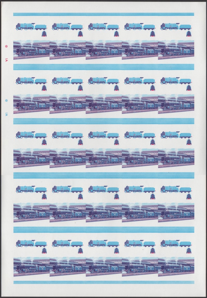 Saint Lucia Locomotives (1st series) $1.00 Eton Blue-Red Stage Progressive Color Proof Pane