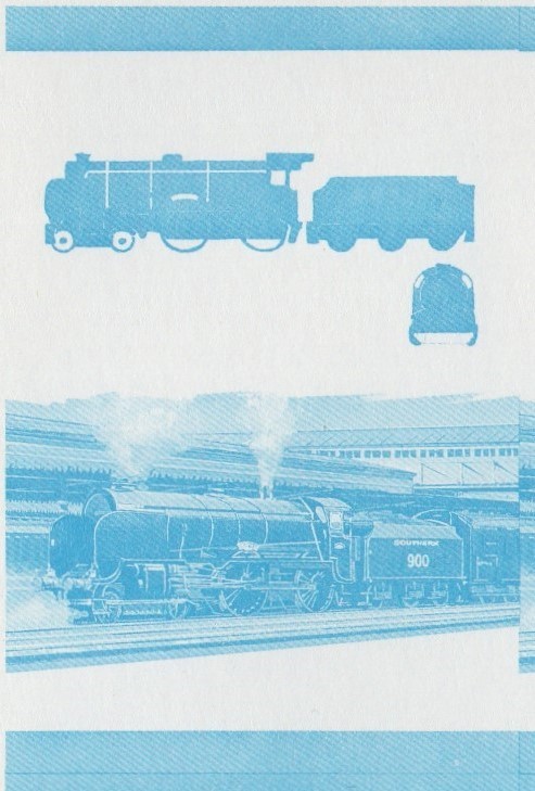 Saint Lucia Locomotives (1st series) $1.00 Eton Blue Stage Progressive Color Proof Pair