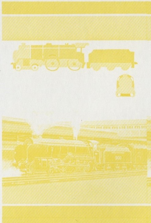 Saint Lucia Locomotives (1st series) $1.00 Eton Yellow Stage Progressive Color Proof Pair