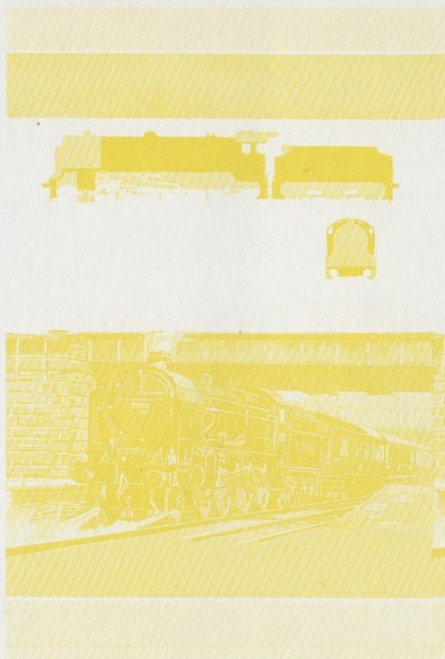 Saint Lucia Locomotives (1st series) Duke of Sutherland 35c Yellow Stage Progressive Color Proof Pair