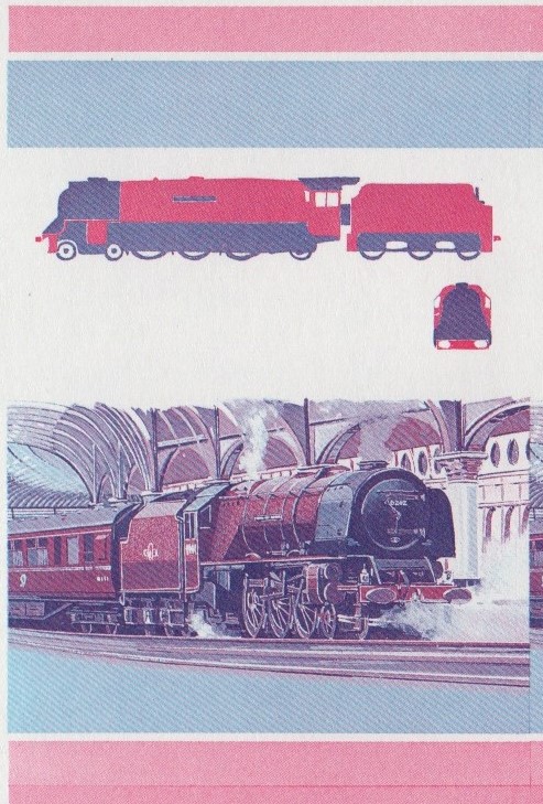 Saint Lucia Locomotives (1st series) Princess Coronation 35c Blue-Red Stage Progressive Color Proof Pair