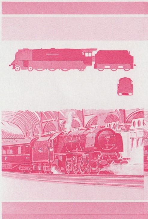 Saint Lucia Locomotives (1st series) Princess Coronation 35c Red Stage Progressive Color Proof Pair