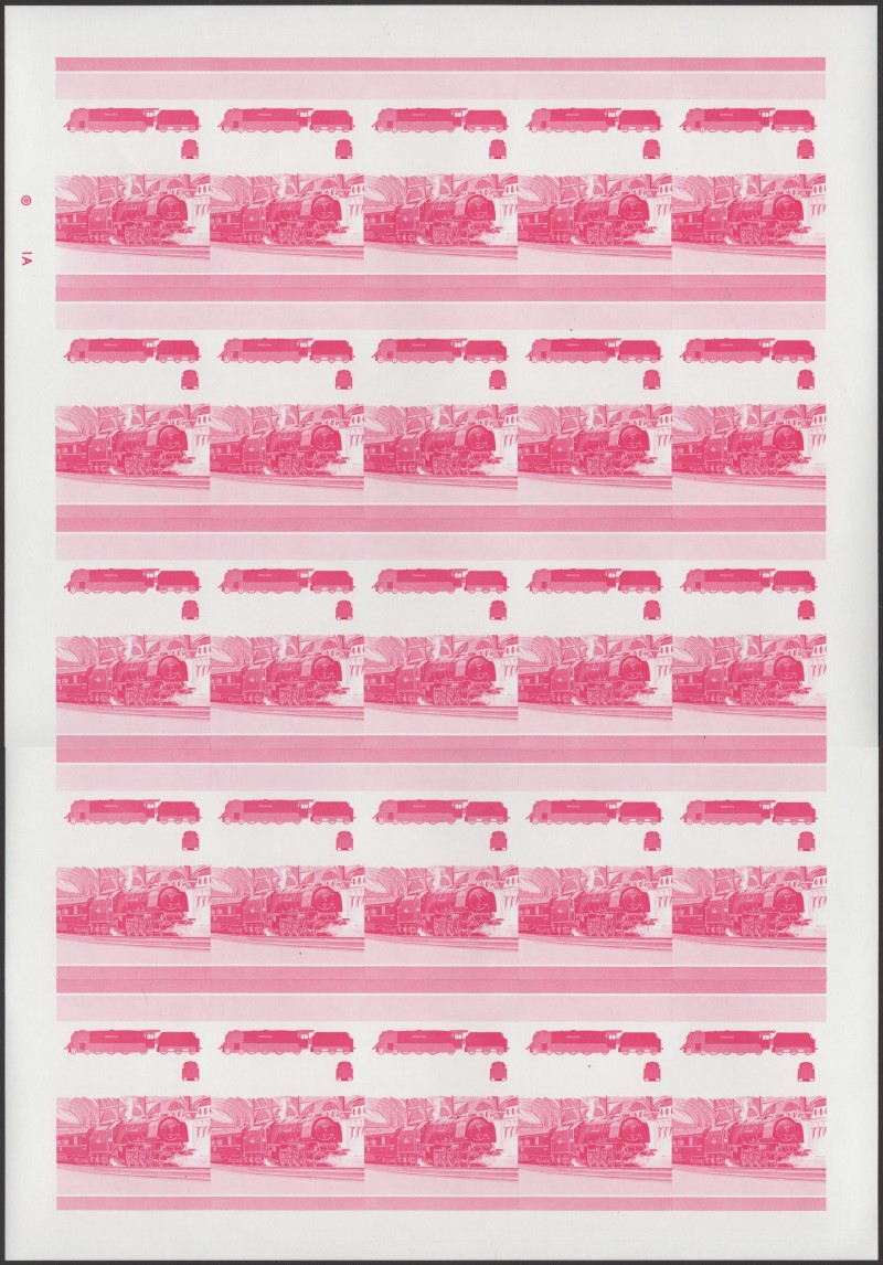 Saint Lucia Locomotives (1st series) Princess Coronation 35c Red Stage Progressive Color Proof Pane