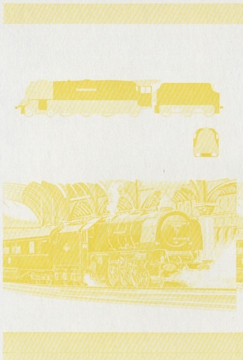 Saint Lucia Locomotives (1st series) Princess Coronation 35c Yellow Stage Progressive Color Proof Pair