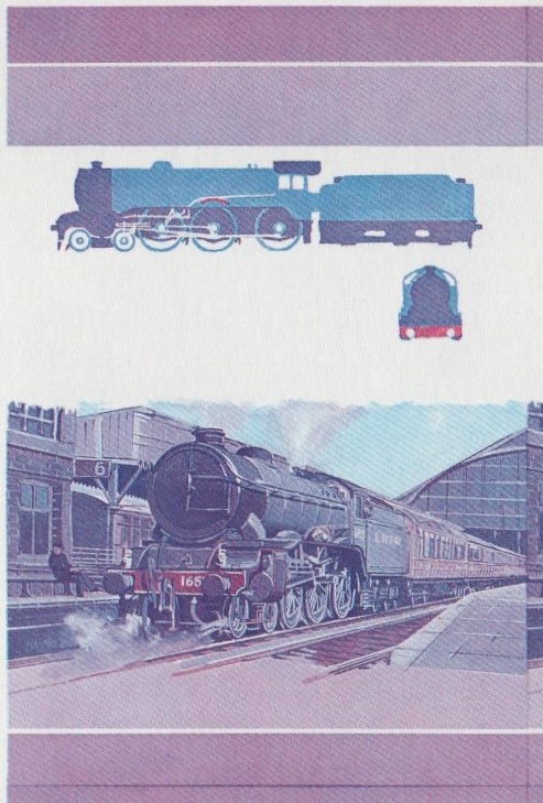 Saint Lucia Locomotives (1st series) Leeds United 50c Blue-Red Stage Progressive Color Proof Pair
