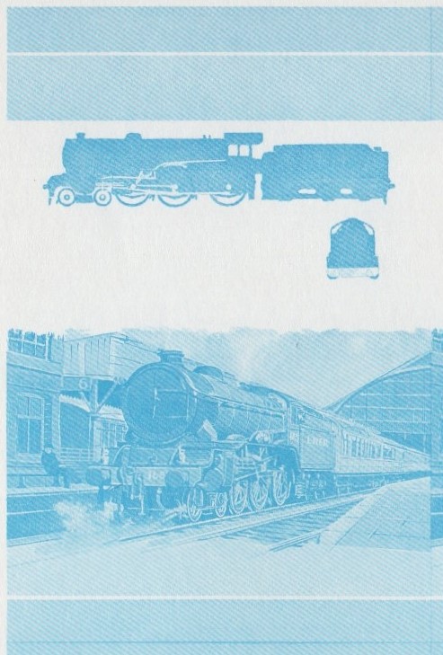 Saint Lucia Locomotives (1st series) Leeds United 50c Blue Stage Progressive Color Proof Pair