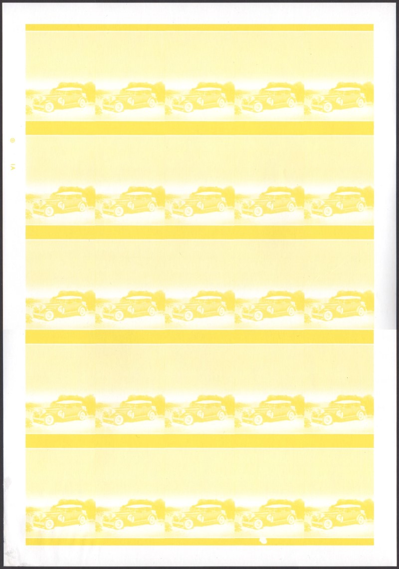 Saint Lucia Automobiles (2nd series) $3.00 Yellow Stage Progressive Color Proof Pane