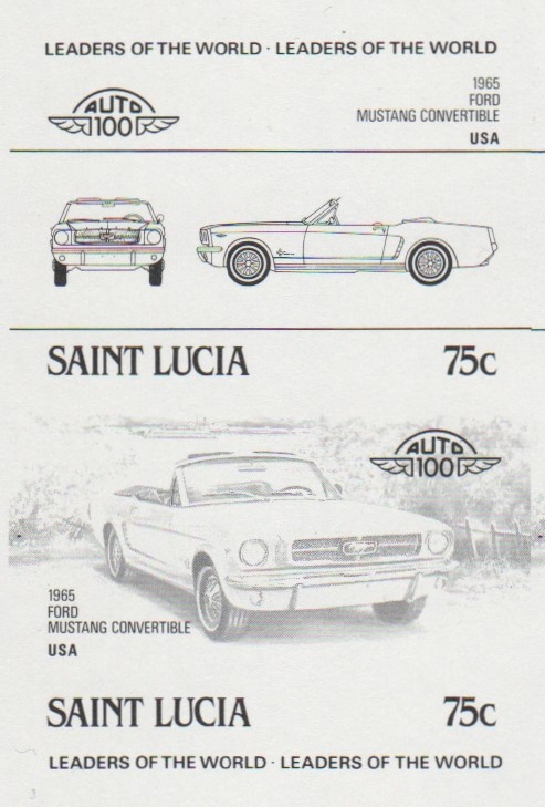 Saint Lucia Automobiles (2nd series) 75c Black Stage Progressive Color Proof Pair