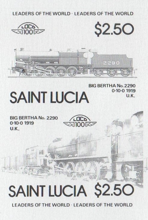 Saint Lucia Locomotives (4th series) $2.50 Black Stage Progressive Color Proof Pair