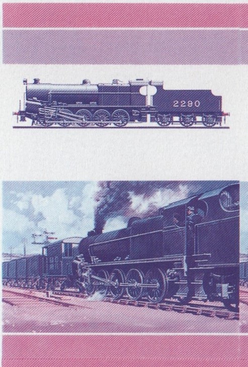 Saint Lucia Locomotives (4th series) $2.50 Blue-Red Stage Progressive Color Proof Pair