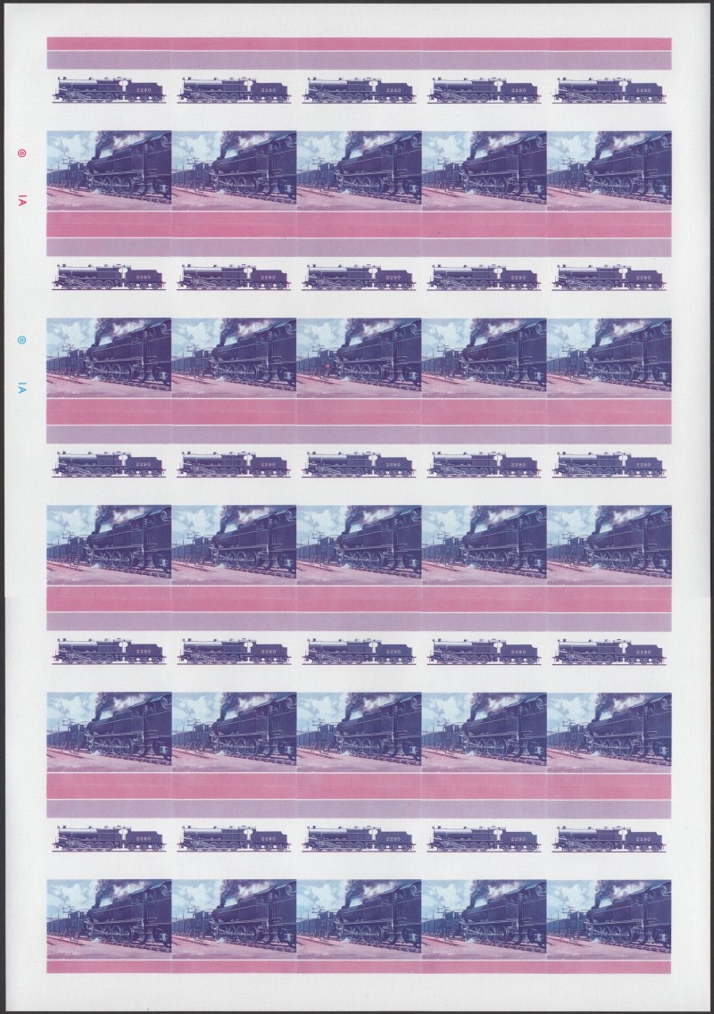 Saint Lucia Locomotives (4th series) $2.50 Blue-Red Stage Progressive Color Proof Pane