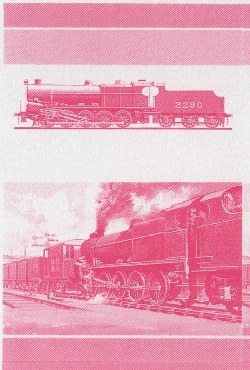 Saint Lucia Locomotives (4th series) $2.50 Red Stage Progressive Color Proof Pair