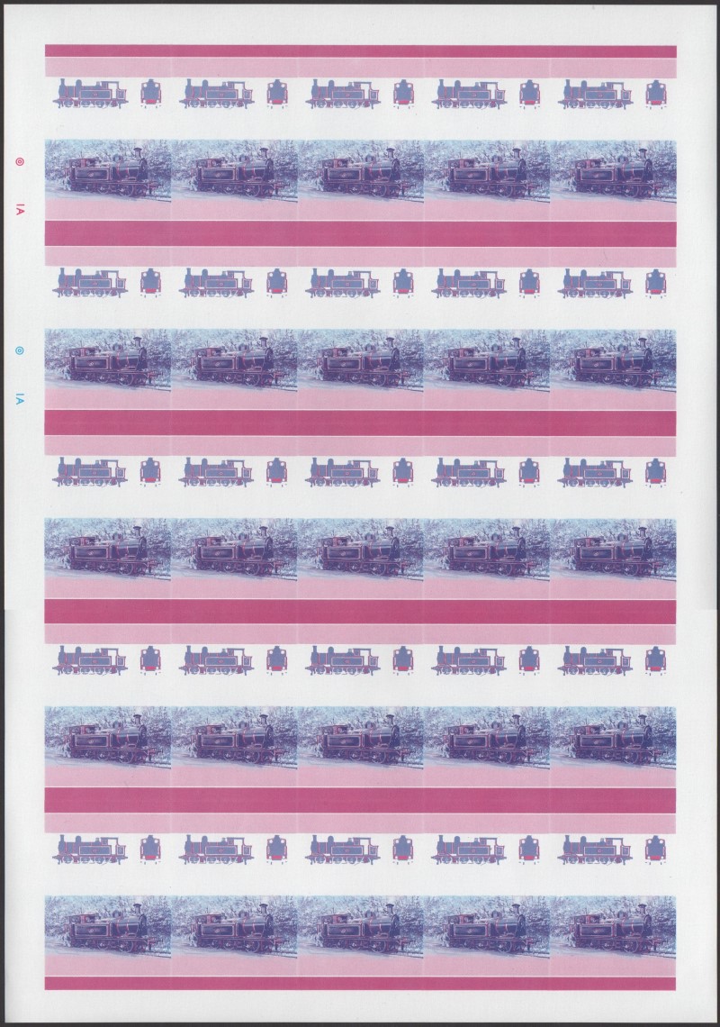 Saint Lucia Locomotives (4th series) 10c Blue-Red Stage Progressive Color Proof Pane