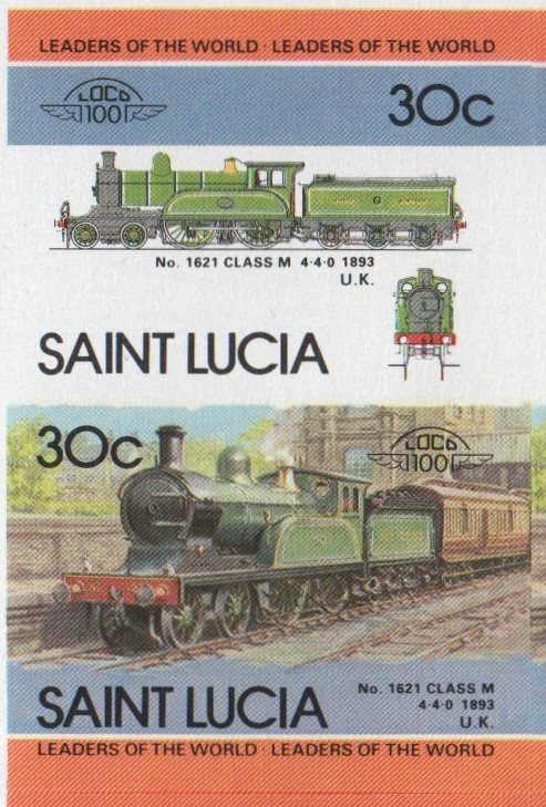 Saint Lucia Locomotives (4th series) 30c 1893 No. 1621 Class M 4-4-0 Final Stage Progressive Color Proof Stamp Pair