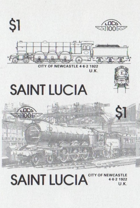 Saint Lucia Locomotives (5th series) $1.00 Black Stage Progressive Color Proof Pair