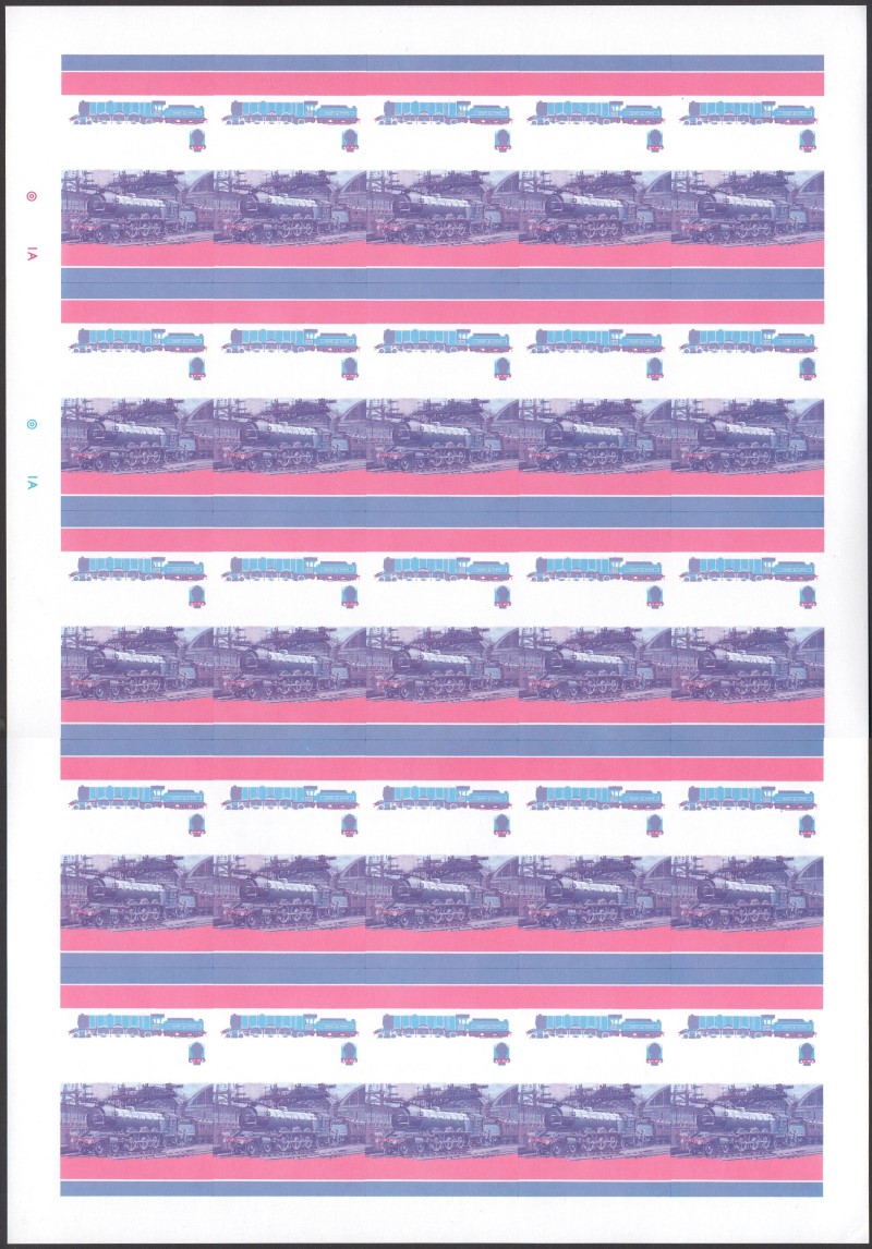 Saint Lucia Locomotives (5th series) $1.00 Blue-Red Stage Progressive Color Proof Pane