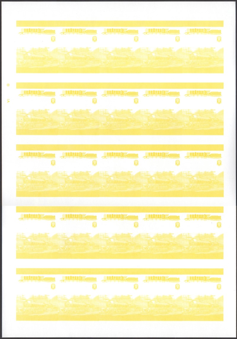 Saint Lucia Locomotives (5th series) $1.00 Yellow Stage Progressive Color Proof Pane