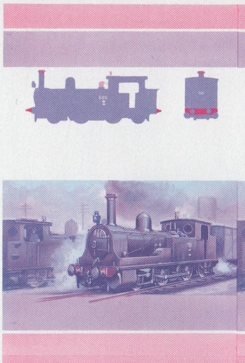 Saint Lucia Locomotives (5th series) $3.00 Blue-Red Stage Progressive Color Proof Pair