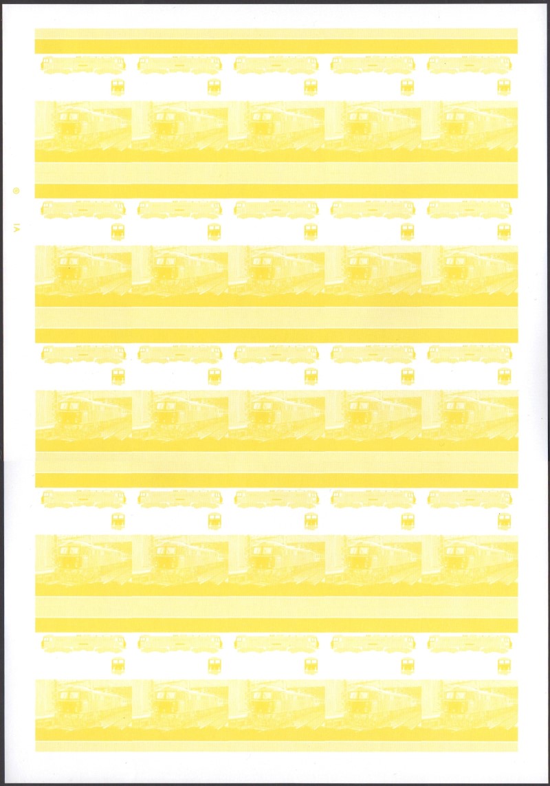 Saint Lucia Locomotives (5th series) 15c Yellow Stage Progressive Color Proof Pane