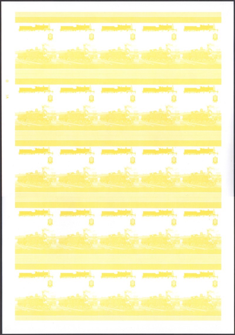 Saint Lucia Locomotives (5th series) 30c Yellow Stage Progressive Color Proof Pane