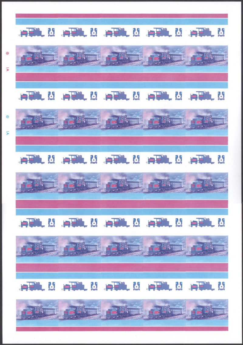 Saint Lucia Locomotives (5th series) 5c Blue-Red Stage Progressive Color Proof Pane