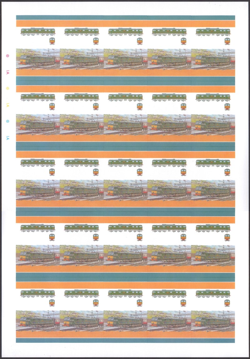 Saint Lucia Locomotives (5th series) 75c All Colors Stage Progressive Color Proof Pane