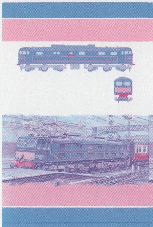 Saint Lucia Locomotives (5th series) 75c Blue-Red Stage Progressive Color Proof Pair
