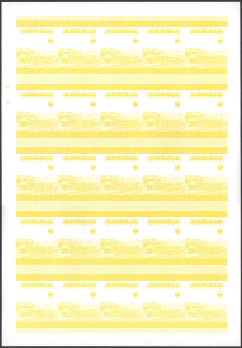 Saint Lucia Locomotives (5th series) 75c Yellow Stage Progressive Color Proof Pane