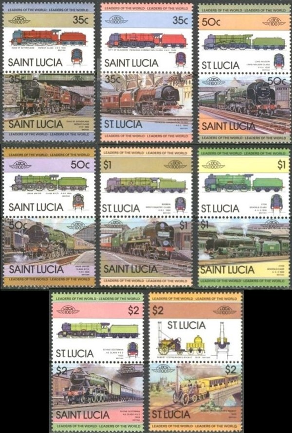 1983 Saint Lucia Leaders of the World, Locomotives (1st series) Stamps