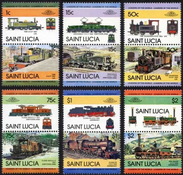 1984 Saint Lucia Leaders of the World, Locomotives (2nd series) Stamps