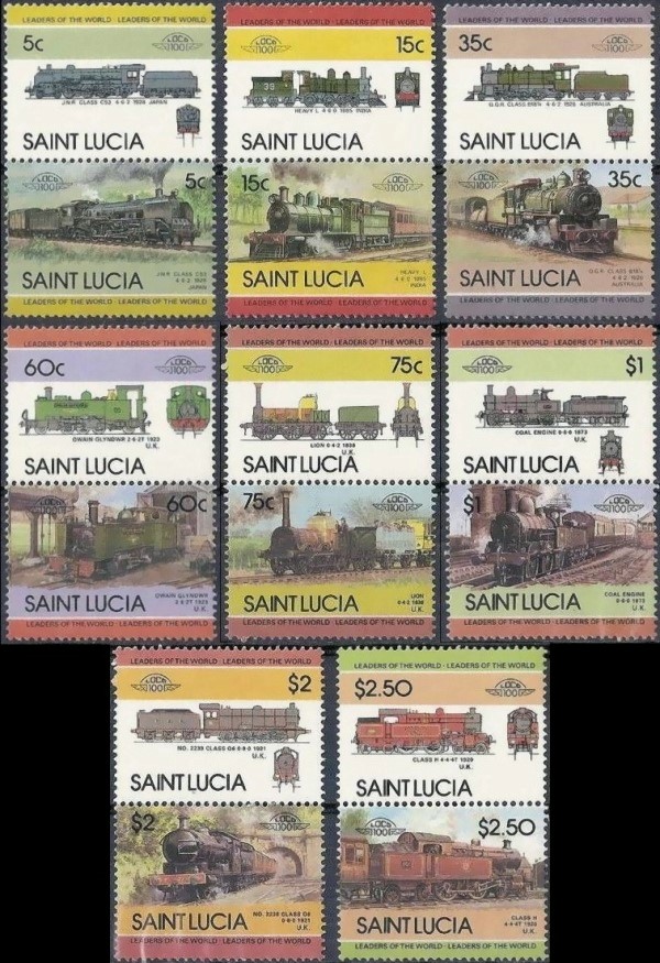 1985 Saint Lucia Leaders of the World, Locomotives (3rd series) Stamps
