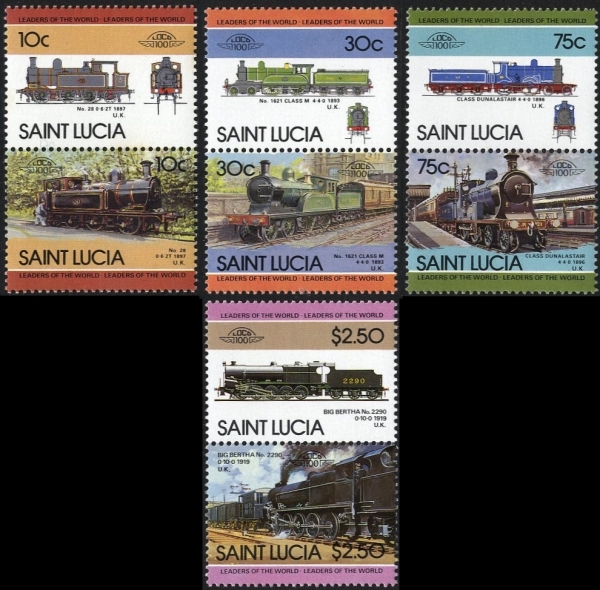 1985 Saint Lucia Leaders of the World, Locomotives (4th series) Stamps