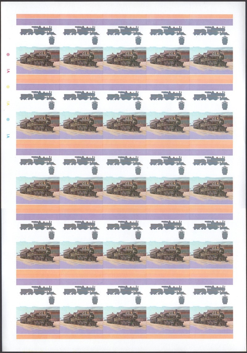 Bequia Locomotives (1st series) 25c All Colors Stage Progressive Color Proof Pane