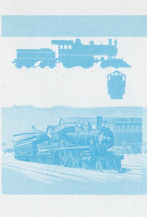 Bequia Locomotives (1st series) 25c Blue Stage Progressive Color Proof Pair