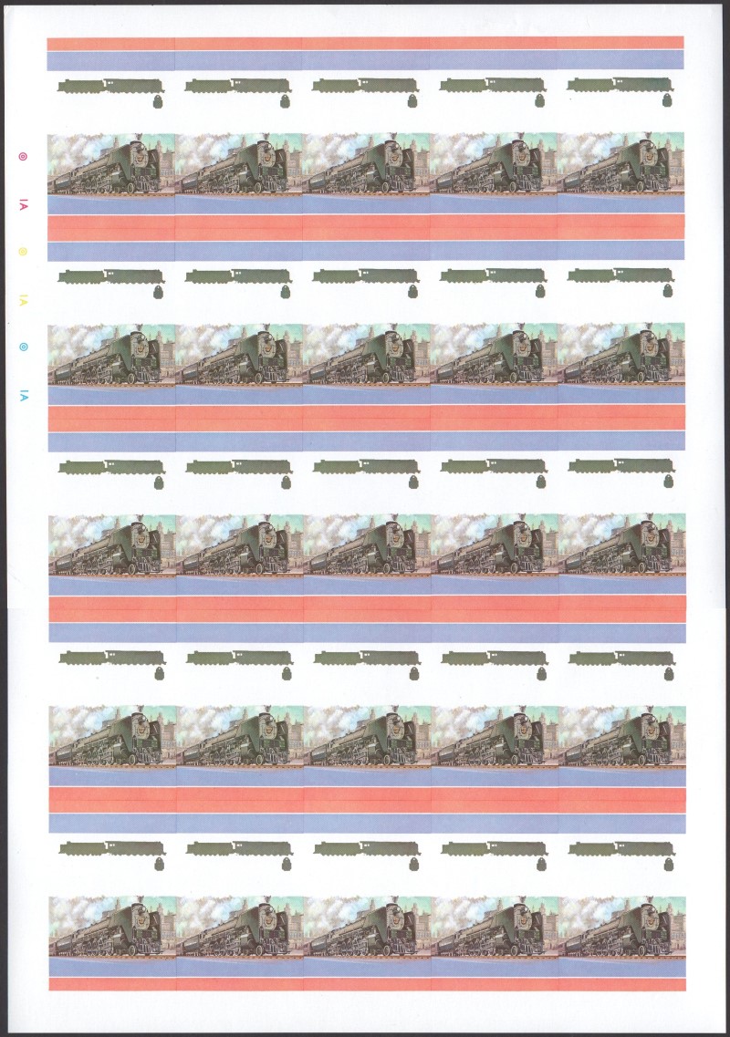 Bequia Locomotives (1st series) 35c All Colors Stage Progressive Color Proof Pane